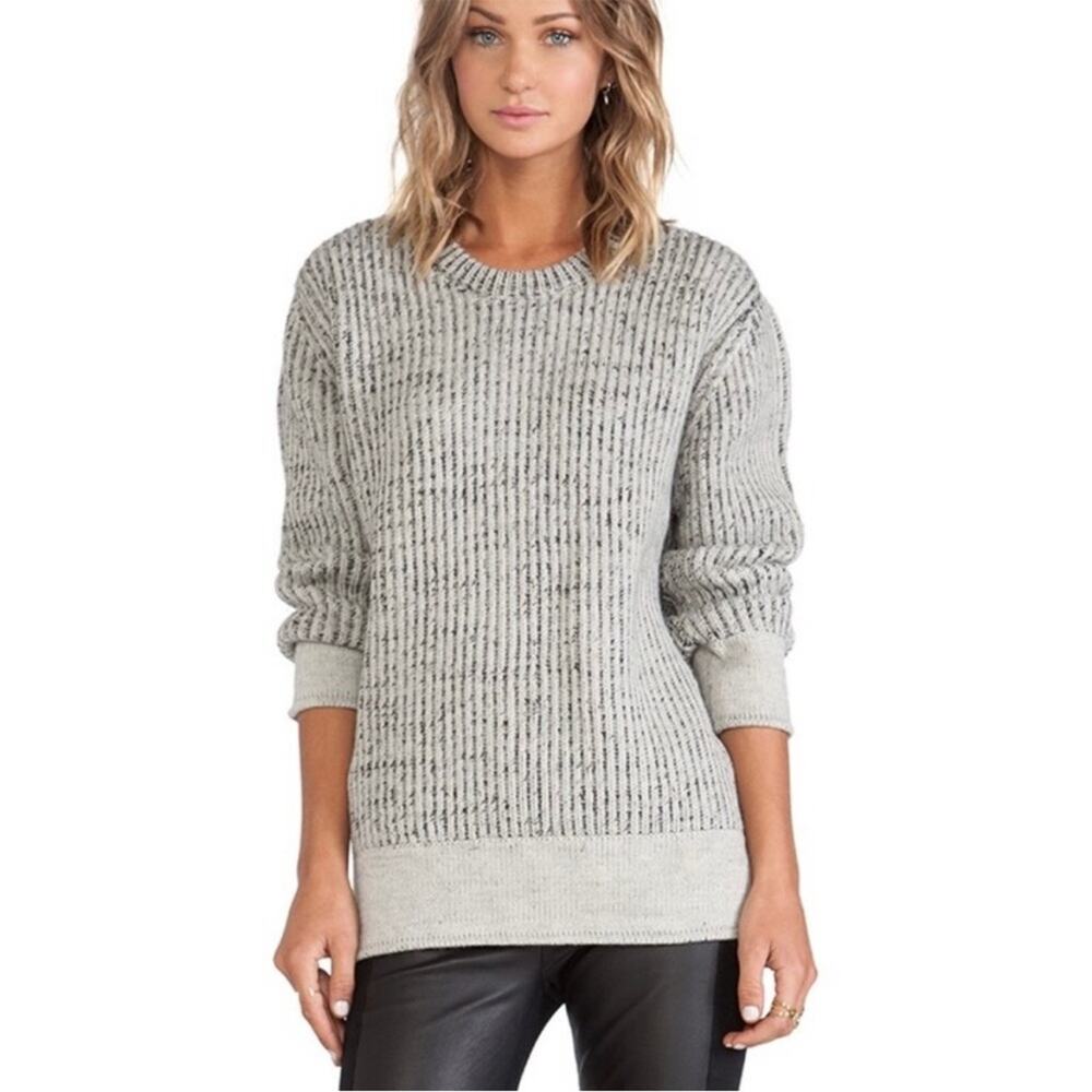 IRO Paris Manouka Women's Gray Sweater Zipper Chunky Knit Ribbed Wool Small